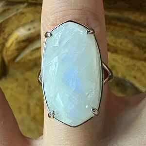 Natural Rainbow Moonstone Sterling Silver Cocktail Ring Size 6